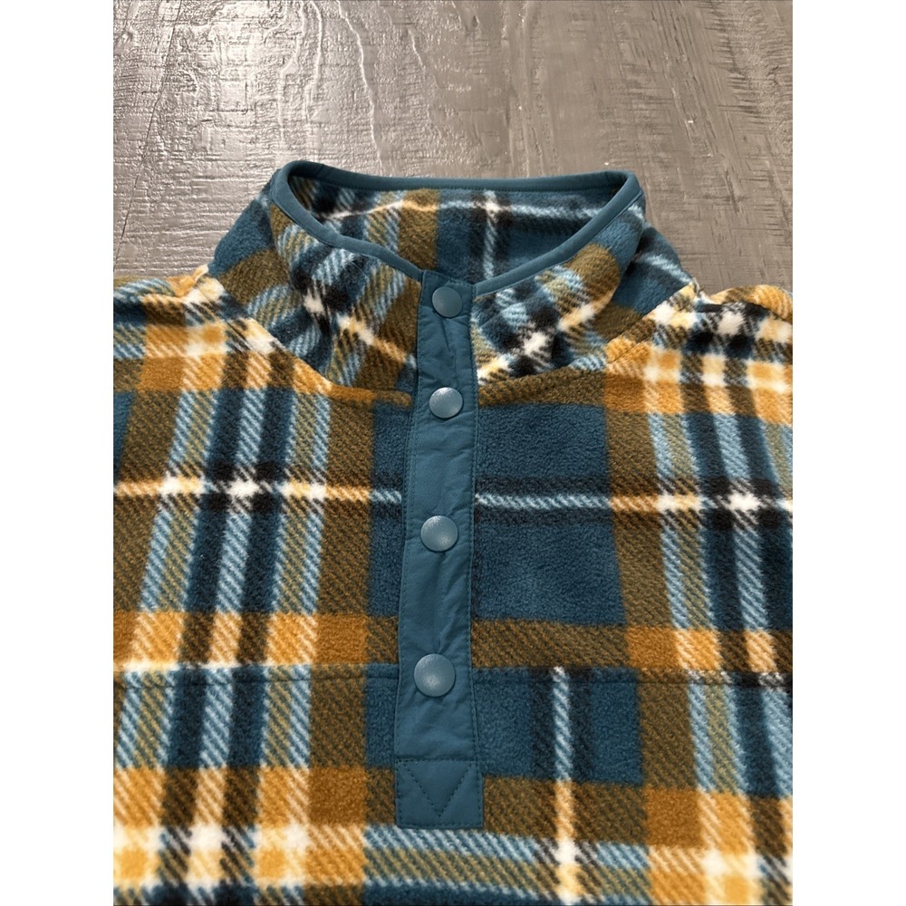 Vera Bradley sporty fleece pullover in plaid Size Medium Gold, Teal, White,Snap - Picture 8 of 9
